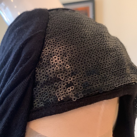 3 DOTS LITTLE BLACK DRESS SEQUINS COWL NECK DRAPED - Picture 6 of 13